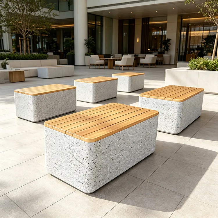 مقعد FRP Terrazzo Cube التجاري